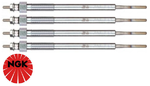 SET OF 4 NGK GLOW PLUGS TO SUIT TOYOTA HIACE KDH201R KDH206R KDH221R 1KD-FTV TURBO DIESEL 3.0L I4