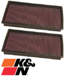 SET OF 2 K&N REPLACEMENT AIR FILTERS TO SUIT BMW 7 SERIES 745I N62B44 4.4L V8