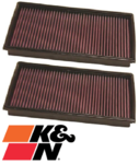 SET OF 2 K&N REPLACEMENT AIR FILTERS TO SUIT BMW 7 SERIES 740I N62B40 4.0L V8