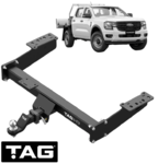 TAG HEAVY DUTY 3-PIECE DESIGN TOW BAR FOR FORD RANGER PY T6.2 YN2S 2.0L I4 EXTENDED TRAYBACK ONLY