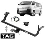 TAG STANDARD DUTY TOW BAR & WIRING KIT TO SUIT TOYOTA HIACE KDH200R 2KD-FTV 2.5L I4 TILL 01/2019