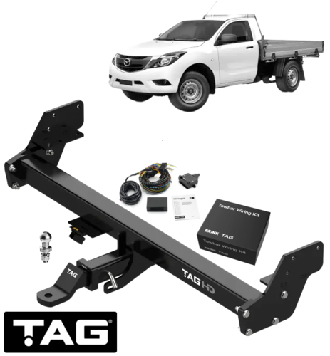 HEAVY DUTY 3-PIECE TOW BAR & BRINK WIRING KIT FOR FORD RANGER PX3 P5AT 3.2L I5 08/15 ON CAB CHASSIS