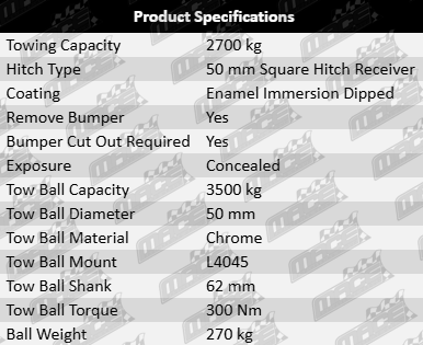 TAG heavy-duty tow bar and universal wiring kit for Nissan Pathfinder R52 QR25DER 2.5L supercharged I4