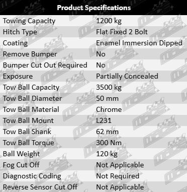 TAG standard duty tow bar and wiring kit for Toyota RAV4 GSA33R 2GR-FE 3.5L V6