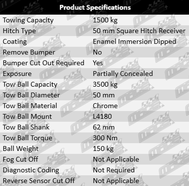 TAG Heavy Duty Tow Bar and Universal Wiring Kit for Hyundai Tucson JM G4GC 2.0L I4