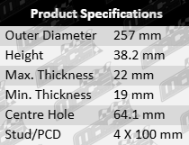 Ultima front vented disc brake rotor set for MG MG3 15S4U – 1.5L I4 engine, 257mm outer diameter