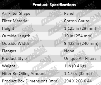 Air-Filter-RAV4-AF688-Specification_Table