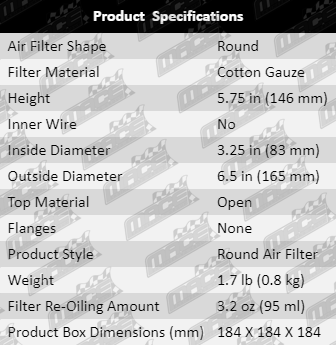 Air-Filter-Rodeo-AF4138-Specification-Table