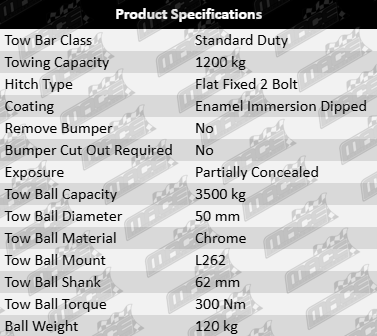Standard Duty Tow Bar for Toyota Camry SXV20R ACV36R 5S-FE 2.2L 2.4L I4 - Compatible with Toyota models