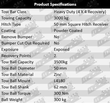 TAG Extreme Recovery (XR) Tow Bar for Toyota Prado GRJ150R - Fits 1GR-FE 4.0L V6 Model