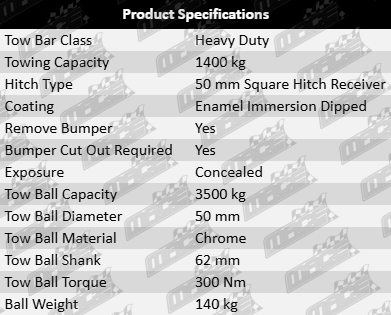 "TAG heavy-duty tow bar compatible with Subaru XV G5X GT FB20A FB20C FB20D 2.0L F4"