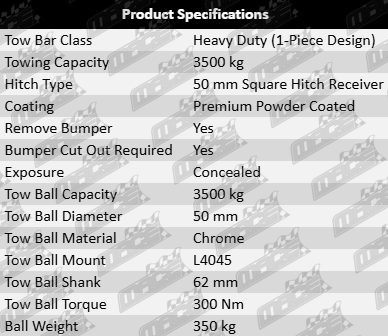 TAG Heavy Duty Tow Bar for Land Rover Defender L663 PT204 204DT Turbo Diesel 2.0L I4 Wagon 