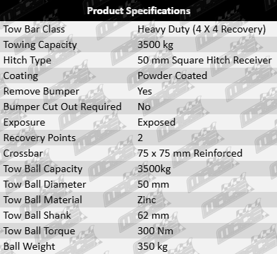 TAG Extreme Recovery (XR) Tow Bar for Toyota 2KD-FTV, 1GD-FTV, 2TR-FE, 2GD-FTV 2.4L, 2.5L, 2.7L, 2.8L I4 Engines - Heavy Duty Towing Solution