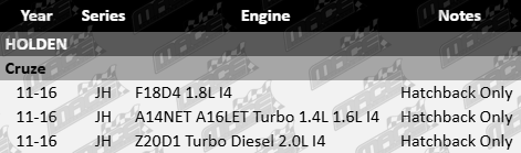 Standard duty tow bar for Holden Cruze JH, F18D4, Z20D1, A14NET, A16LET turbo diesel 1.4L 1.6L 1.8L 2.0L I4 Hatchback only