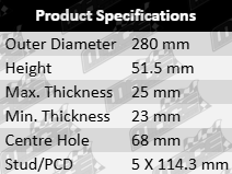 Ultima Front Vented Disc Brake Rotor Set to Suit Mazda BM, DK, BN – Compatible with PE-VPR, P5-VPS, S5-DPTS, PE-VPS, PY-VPS, SH-VPTS 1.5L to 2.5L I4 Engines