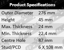 ULTIMA front vented disc brake rotors for Mitsubishi Pajero NJ NK NL 4M40T 2.8L turbo diesel – 276mm outer diameter