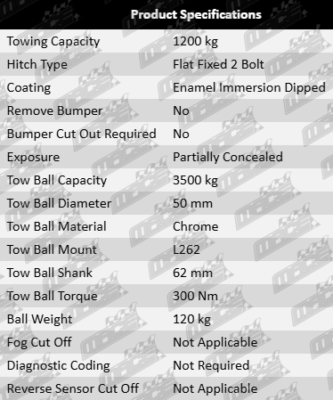 TAG Standard Duty Tow Bar and Wiring Kit for Toyota Camry SXV20R ACV36R with 5S-FE or 2AZ-FE 2.2L 2.4L I4 engine