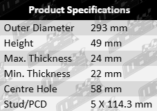 "Front vented disc brake rotor set for Subaru Forester SK FB25C FB20W 2.0L 2.5L F4 with 293mm outer diameter"