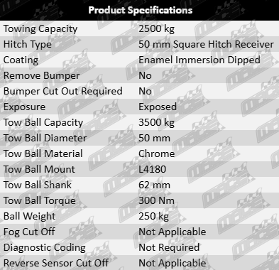 TAG Heavy Duty Tow Bar and Wiring Kit for Mitsubishi Triton ML 6G74 3.5L V6