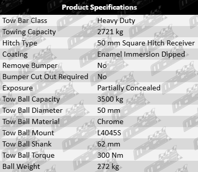 TAG Heavy Duty Tow Bar with Rear Step for Jeep Gladiator JT 3.6L V6