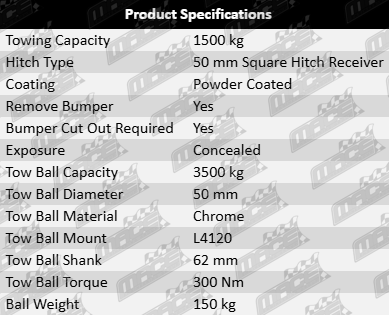 TAG Heavy Duty Tow Bar and Universal Wiring Kit to suit Toyota RAV4 MXAA52R, AXAA54R, AXAH52R, AXAH54R with M20A-FKS, A25A-FKS, A25A-FXS 2.0L and 2.5L I4 engines