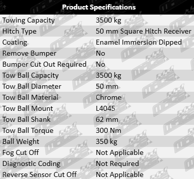 TAG heavy duty 1-piece tow bar and wiring kit for Nissan Navara NP300 D23 with YS23DDT / YS23DDTT 2.3L twin turbo diesel I4 engine
