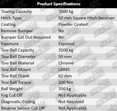 TAG heavy-duty 3-piece tow bar and direct fit wiring kit for Nissan Navara NP300 D23 2.3L 2.5L QR25DE YS23DDT YS23DDTT