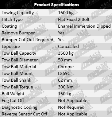 TAG Standard Duty Tow Bar and Wiring Kit for Hyundai IX35 LM with G4KE, G4KD, G4KJ, G4NC, D4HA 2.0L and 2.4L I4 Turbo Diesel Engines