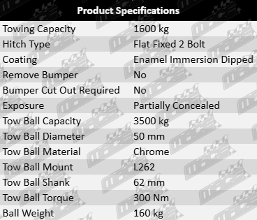 TAG Standard Duty Towbar and Universal Wiring Kit for Kia Grand Carnival VQ J3 D4HB D4HH Turbo Diesel 2.2L 2.9L I4