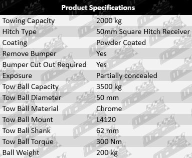 TAG heavy duty 3-piece tow bar and universal wiring kit to suit Kia Carnival KA KA4 G6DT 3.5L V6