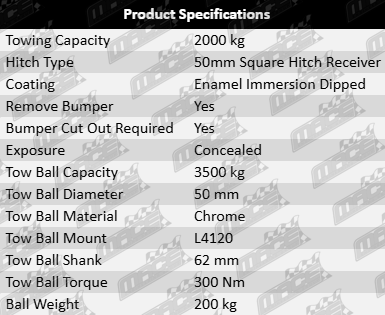 TAG Heavy Duty Tow Bar and Universal Wiring Kit to suit Kia Carnival YP G6DH 3.3L V6 up to August 2020