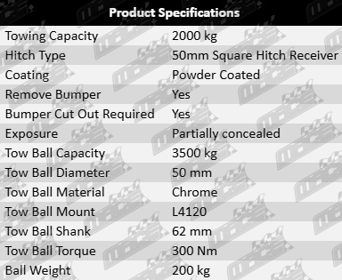 TAG Heavy Duty 3-Piece Design Tow Bar and Universal Wiring Kit to suit Kia Carnival KA KA4 D4HE 2.2L Inline 4 Turbo Diesel engine