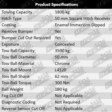 TAG heavy duty tow bar and wiring kit for Subaru Outback EJ253 FB25 EE20Z turbo diesel 2.0L 2.5L F4
