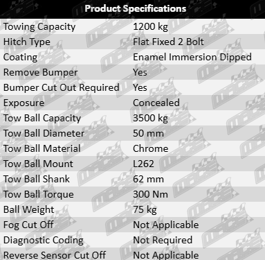 TAG Standard Duty Tow Bar & Wiring Kit to suit Subaru Impreza G3 GE GH EJ204 EJ255 2.0L 2.5L F4 Hatchback