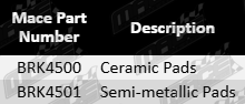 Ultima front ceramic semi-metallic brake pad set for Nissan F15, C12, B17 with HR15DE, HR16DE, MR16DDT, HR12DDT turbo 1.2L, 1.5L, 1.6L I4 engines