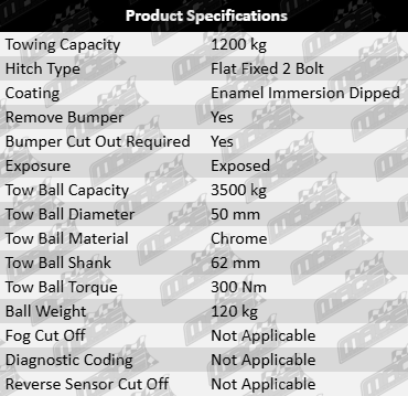 TAG Standard Duty Tow Bar and Wiring Kit for Toyota Tarago ACR50R 2AZ-FE 2.4L I4 FWD