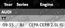 Ultima Rear Brake Pads for Audi TT 8J CEPA CEPB 2.5L I5