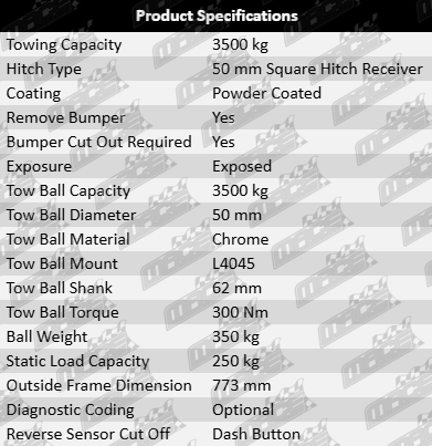 TAG Heavy Duty Tow Bar with Galvanised Rear Step and Wiring Kit for Mercedes Sprinter 5T 519CDI B907 3.0L V6 MWB
