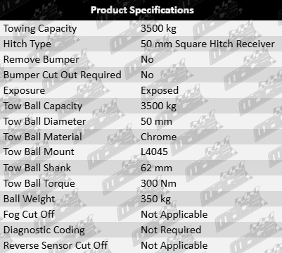 TAG Heavy Duty Tow Bar and Wiring Kit for Ford Ranger PX P5AT 3.2L Turbo Diesel I5 4WD Cab Chassis