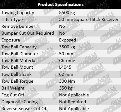TAG Heavy Duty Tow Bar & Wiring Kit to Suit Ford Ranger PX PX1 PX3 DPAT P4AT YN2S 2.0L 2.2L 2.5L I4 Cab Chassis