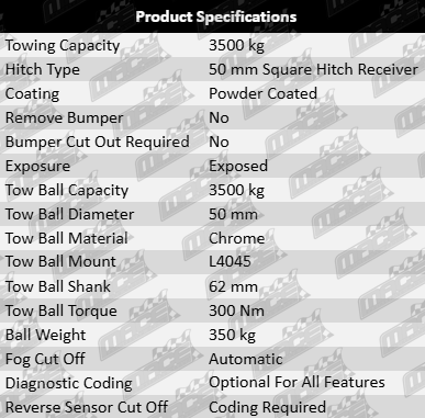 TAG Heavy Duty 3-Piece Tow Bar and Brink Wiring Kit for Ford Ranger PX2 PX3 P5AT 3.2L Turbo Diesel Cab Chassis 08/2015