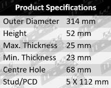 Ultima front vented disc brake rotor set to suit Audi CABB CDHB CJEB CDNB CDNC CNCD CAGA CAGB CJCB CGLC CJEB CNCE turbo 1.8L 2.0L inline 4-cylinder engines