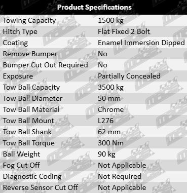 TAG Standard Duty Tow Bar & Wiring Kit to Suit Ford Falcon AU BA BF FG FG X Barra 156 182 190 195 198 E-GAS ECO LPI MPFI SOHC 4.0L I6
