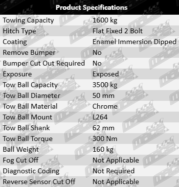 TAG Standard Duty Tow Bar and Wiring Kit for Ford Falcon YTR MPFI SOHC Barra 156 182 190 195 198 245T 270T E-Gas EcoLPI 4.0L I6 Cab Chassis