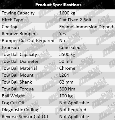 TAG Standard Duty Towbar and Wiring Kit for Ford NF NL EF EL DF DL MNL MNK MNG MNS with Windsor OHV MPFI 5.0L V8