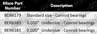 ACL 18.30mm conrod bearing set for Holden VP VR VS VT VU VX VY 3.8L V6