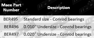 Mace conrod bearing set for Nissan L33 E25 E26 E52 Z50 Z51 D23 T30 T31 T32 QR25DE 2.5L I4