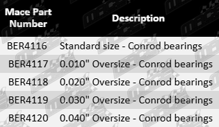 Mace conrod bearing set for Toyota 3L 5L 5L-E 2.8L 3.0L I4