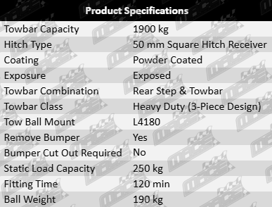 TAG heavy duty 3-piece tow bar kit for Toyota Hiace GRH300 GRH320 GRH320R 7GR-FKS 3.5L V6 facelift model