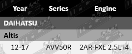 Ultima front wheel bearing to suit Daihatsu Altis AVV50R with 2AR-FXE 2.5L I4 engine